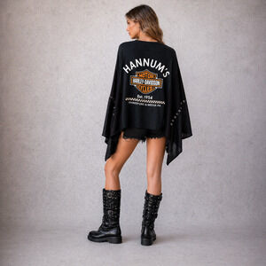 Mixed Media Upcycled Harley Davidson Poncho